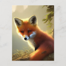Cartão Postal Fox Selvagem de Bebê Vermelho