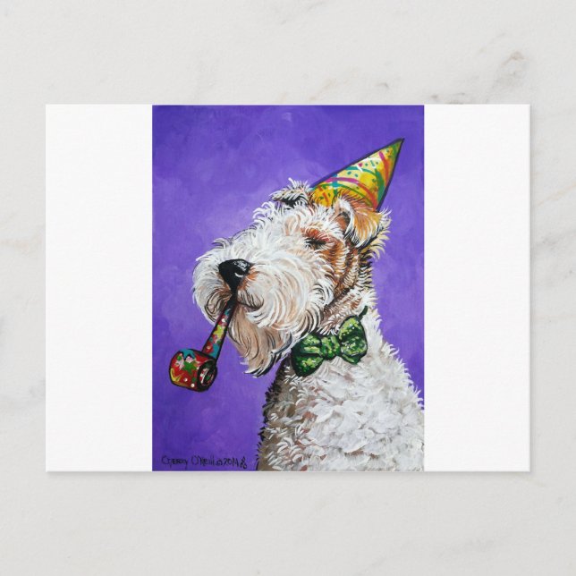 Cartão Postal Fox Terrier Birthday (Frente)