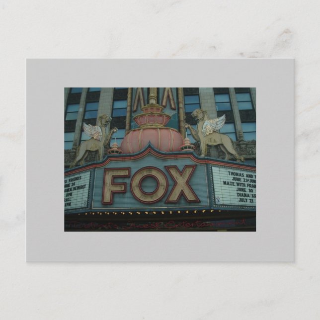 Cartão Postal Fox Theater, Detroit, Michigan (Frente)