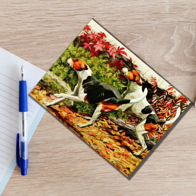 Cartão Postal Foxhounds(English&American ) in autumn wood (Criador carregado)