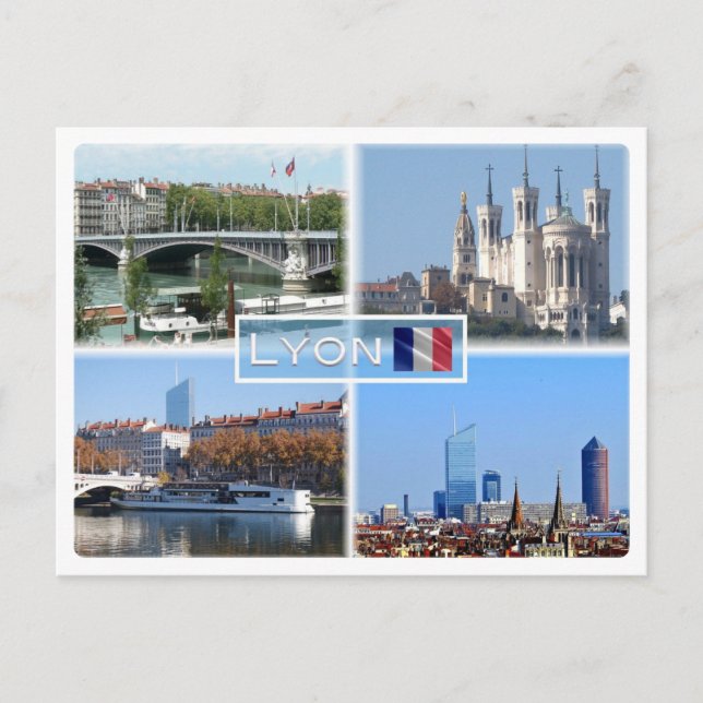 Cartão Postal FR Lyon - Pont Lafayette - Basilica De Fourviere (Frente)