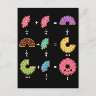 Cartão Postal Frações de Donut Humor de Aprendizado de Matemátic