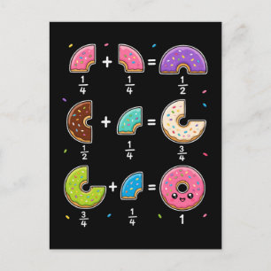 Cartão Postal Frações de Donut Humor de Aprendizado de Matemátic