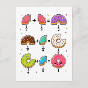 Cartão Postal Frações de Donut Humor de Aprendizado de Matemátic