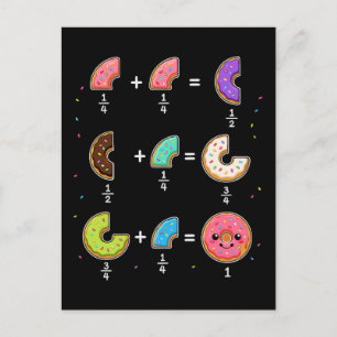 Cartão Postal Frações de Donut Humor de Aprendizado de Matemátic