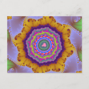 Cartão Postal Fractal Dourado e roxo colorido