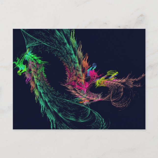 Cartão Postal Fractal - Dragão com asa (Frente)