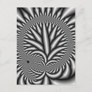 Cartão Postal Fractal em preto e branco