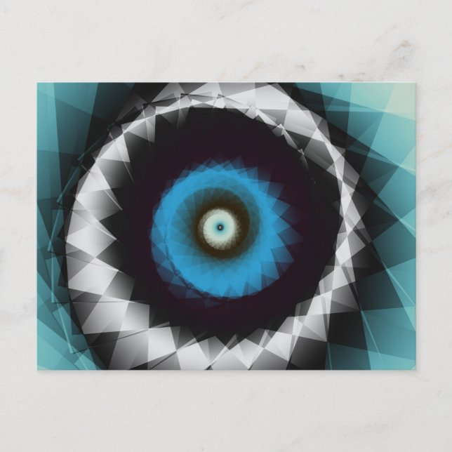 Cartão Postal Fractal Psicodélico De Prata E Triquete Azul (Frente)