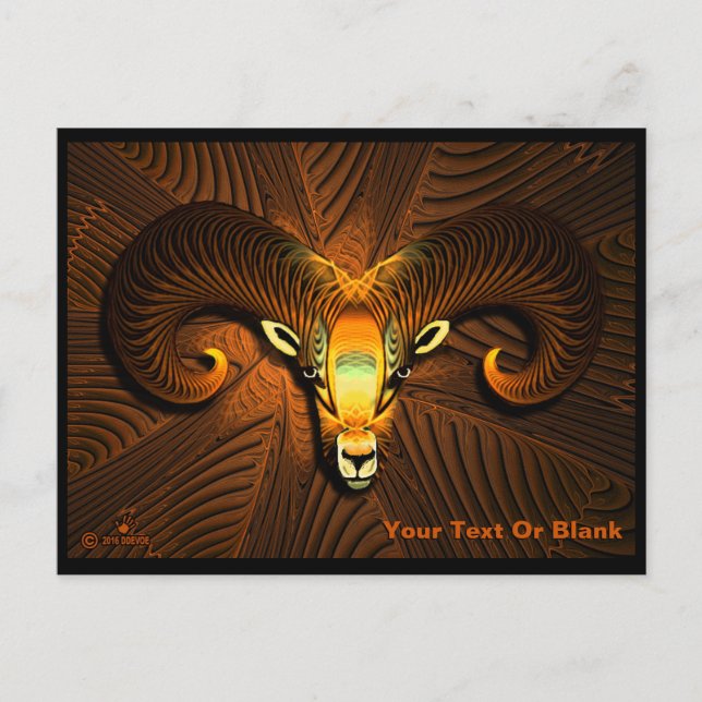 Cartão Postal Fractal Ram Head (Frente)