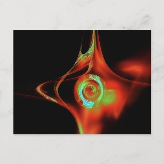 Cartão Postal FRACTAL ROSA, azul vermelho (Frente)
