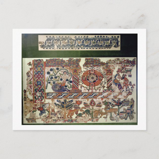 Cartão Postal Fragmento dos têxteis que retratam Jonah e a Balei (Frente)