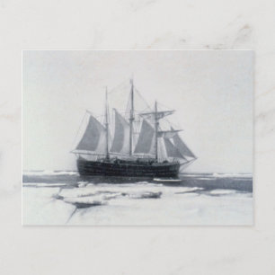 Cartão Postal Fram, navio de Nansen, no gelo polar