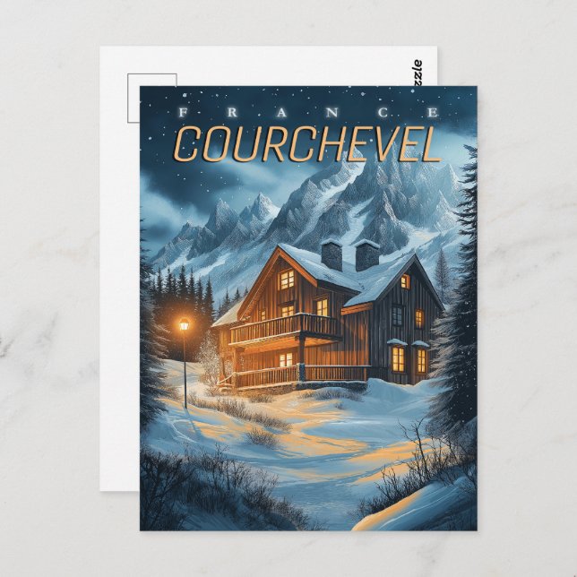 Cartão Postal França: Aventura Alpina - Courchevel Ski (Frente/Verso)
