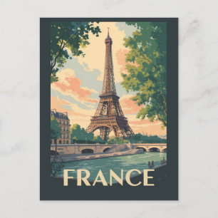 Cartão Postal França Eiffel Tower Viagem Art Vintage