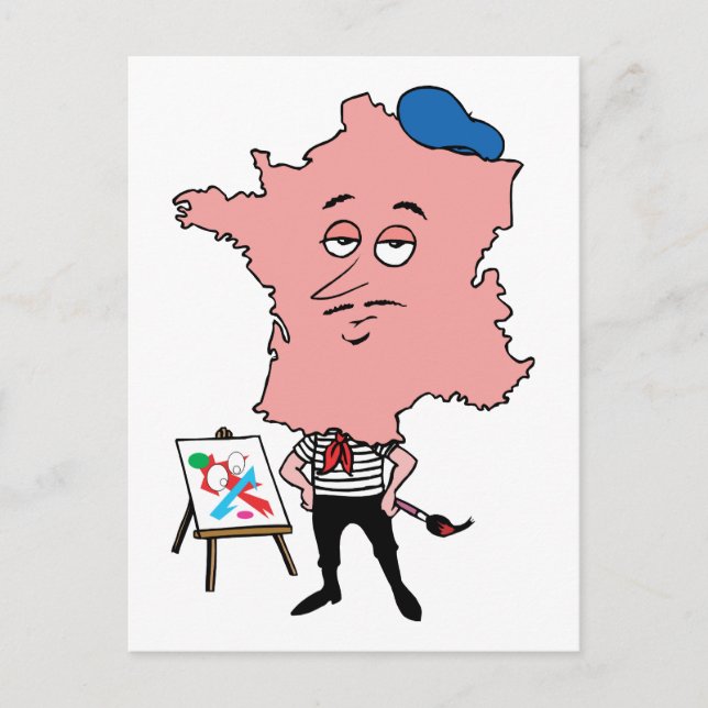 Cartão Postal França Francês Vintage Viagem Lembrança Caricatura (Frente)