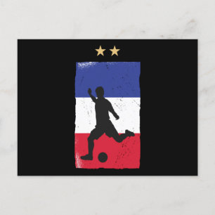 Cartão Postal França Futebol Fan Camisa Bandeira Francesa