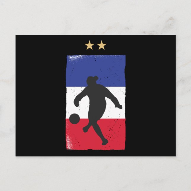 Cartão Postal França Futebol Jersey Fan French Flag (Frente)