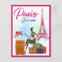 Cartão Postal França Moderna Paris je t'aime Eiffel Tower Viagem