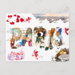 Cartão Postal França Moderna Paris je t'aime Eiffel Tower Viagem