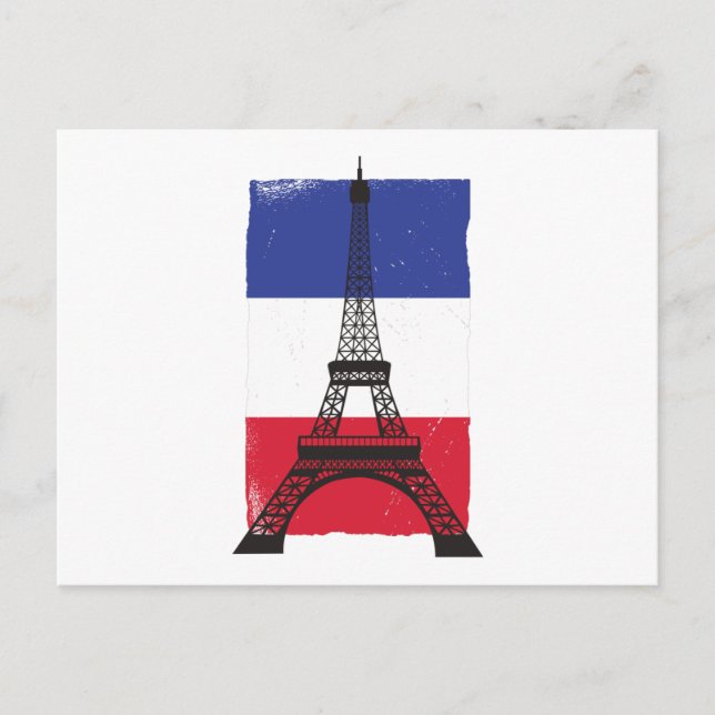 Cartão Postal França Paris Bandeira francesa (Frente)