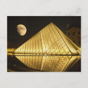 Cartão Postal França, Paris, Museu do Louvre, Noturno