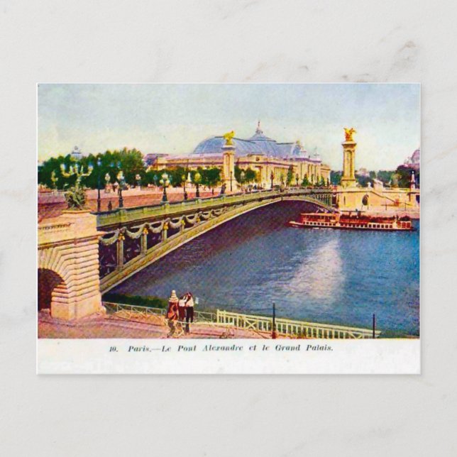 Cartão Postal França Paris, Pont Alexandre III, Grand Palais (Frente)