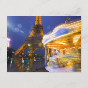 Cartão Postal França, Paris. Torre Eiffel em nevoeiro no crepúsc