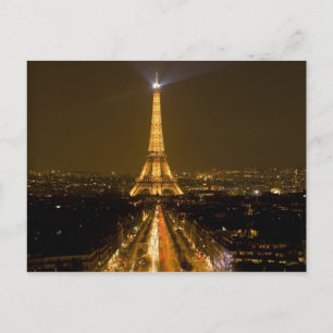 Cartão Postal França, Paris. Visão noturna da Torre Eiffel