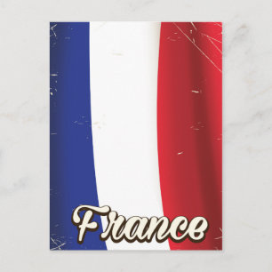 Cartão Postal França poster de férias com bandeira nacional