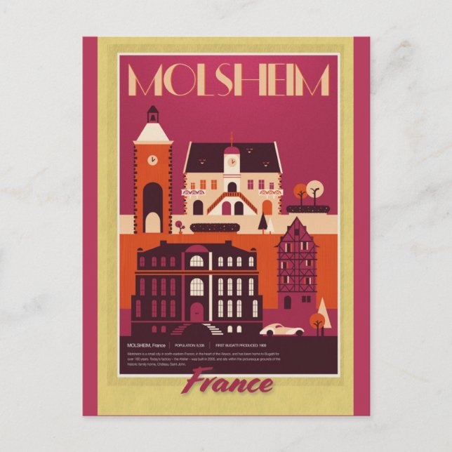 Cartão Postal França Viagens vintage de Poster francês (Frente)