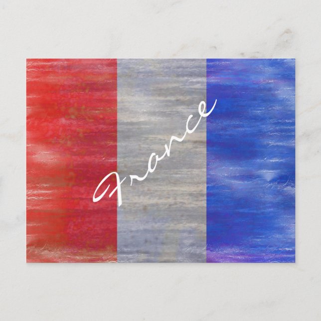Cartão Postal France distressed French flag (Frente)