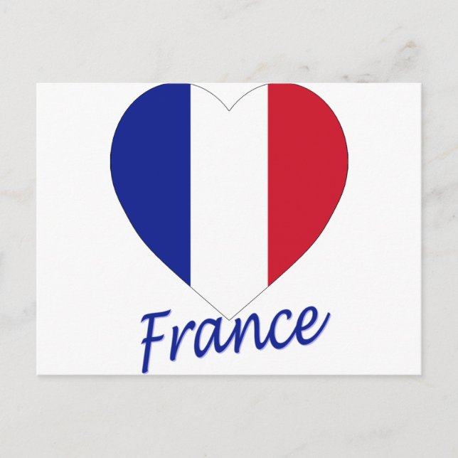 Cartão Postal France Flag Heart (Frente)