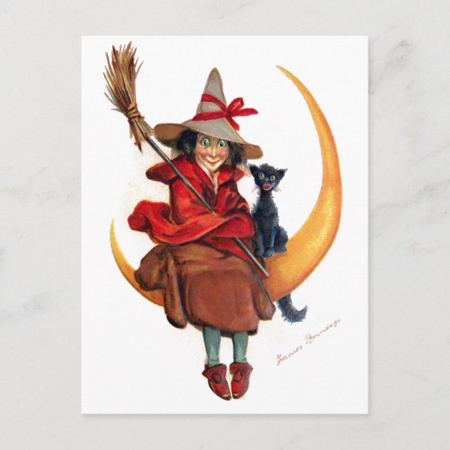Cartão Postal Frances Brundage: Bruxa na Lua Doente (Frente)