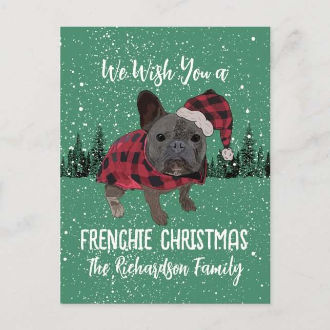 Cartão Postal Francês Bulldog Natal Personalizado Cão Francês (Frente)