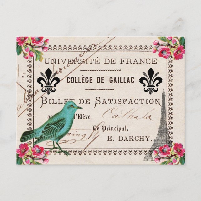 Cartão postal francês Vintage da Universidade de F (Frente)