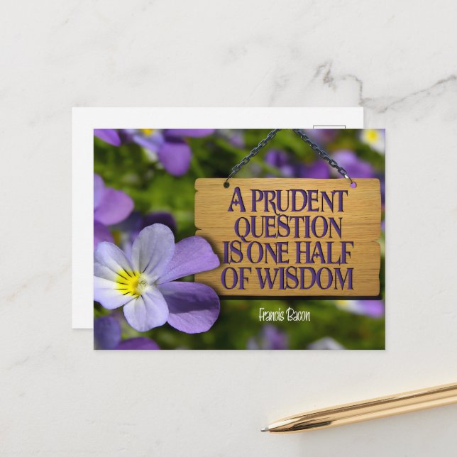 Cartão Postal Francis Bacon, citação inspiracional "Sabedoria" (Frente/Verso In Situ)