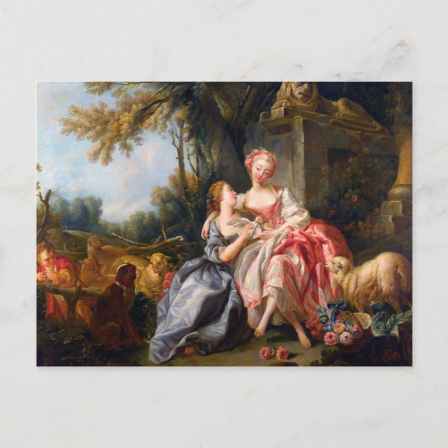 Cartão Postal Francois Boucher A Billet Dou rococo damart (Frente)