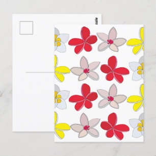 Cartão Postal Frangipani Plumeria Flor Colorida Floral