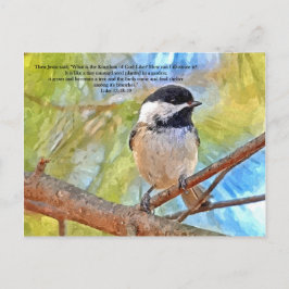 Cartão Postal Frango de Aquarela com Verso de Bíblia