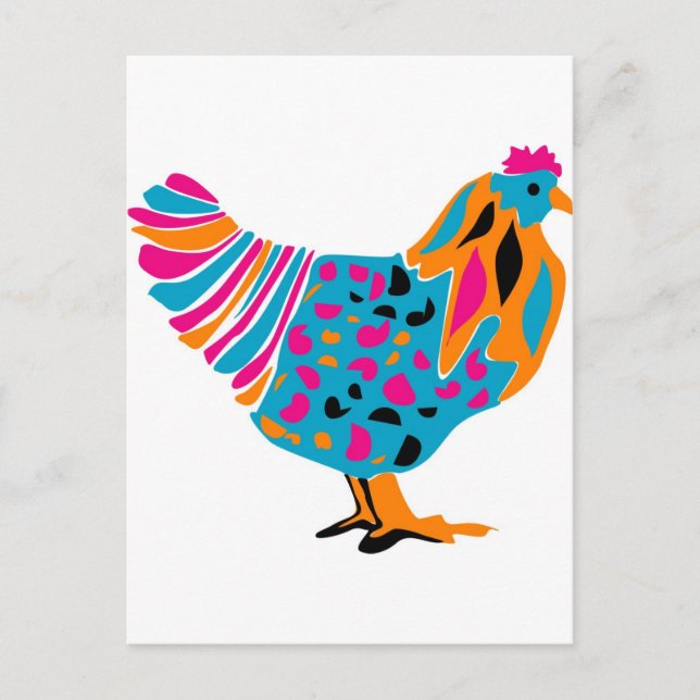 Cartão Postal Frango Funky Bright (Frente)