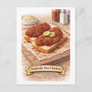 Cartão Postal Frango Quente de Nashville (Série de Comida Americ
