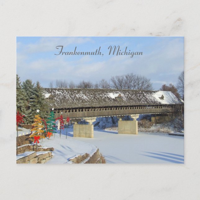 Cartão Postal Frankenmuth Covered Wooden Bridge Michigan (Frente)