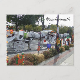 Cartão Postal frankenmuth-michigan-cavalo-branco-carruagem-carro