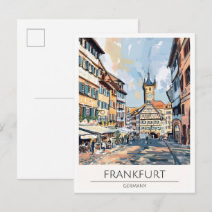 Cartão Postal Frankfurt Alemanha Arte Ilustração Viagem