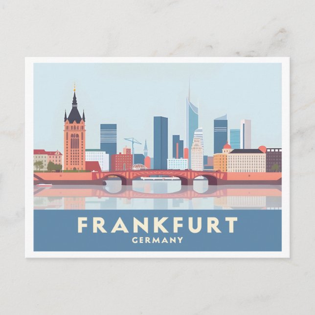 Cartão Postal Frankfurt Alemanha Pastel Viagem (Frente)