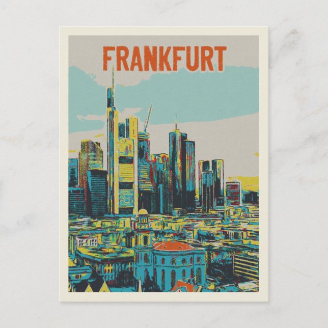 Cartão Postal Frankfurt Skyline, o Hub Financeiro da Alemanha (Frente)