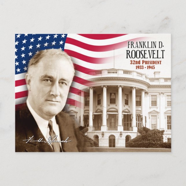 Cartão Postal Franklin D. Roosevelt - 32º Presidente dos EUA (Frente)
