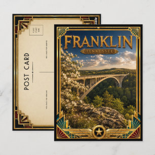 Cartão Postal Franklin Tennessee Arte Deco Vintage Idade Dourada