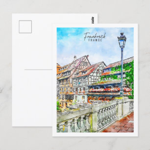 Cartão Postal Frankreich France Viagem Place Watercolor